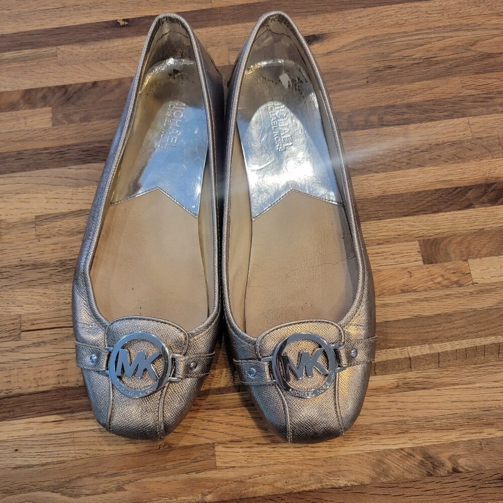 Michael Kors Fulton Moccasin Silver Metallic Flat Slip On Shoes